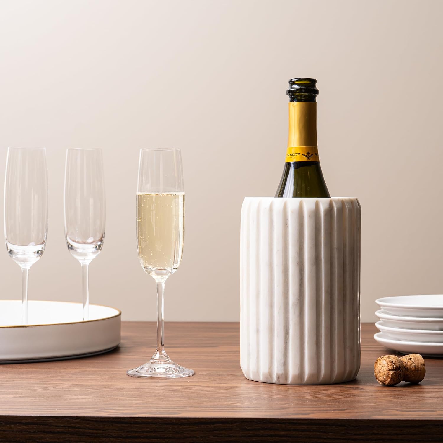 Cork & Mill Marble Wine Chiller, Champagne Bottle Holder, Cooler Bucket
